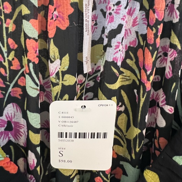 NWT Free People Bubble Sleeve Floral Blouse - Picture 3 of 3